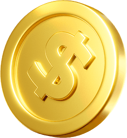 Golden 3D dollar coin